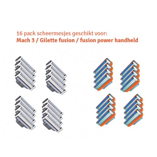 Day Dealers - 16-Pack Scheermesjes! Geschikt voor gilette Fusion, Fusion power handheld en Mach 3