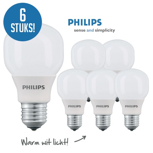 Day Dealers - 6 stuks Philips Spaarlampen (E27) Day Dealers - 6 stuks Philips Spaarlampen (E27)