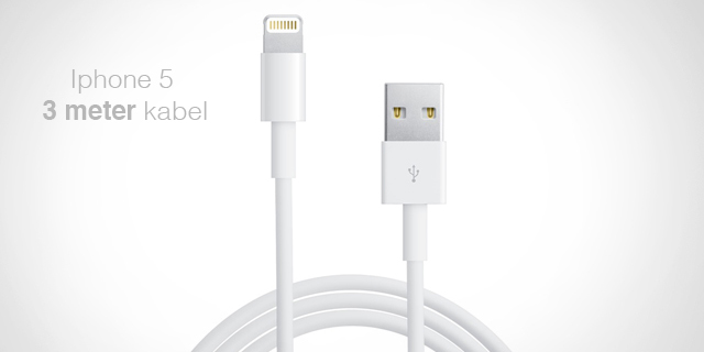 Day Dealers - iPhone 5 Deal: 3 meter kabel voor iPhone 5! Day Dealers - iPhone 5 Deal: 3 meter kabel voor iPhone 5!