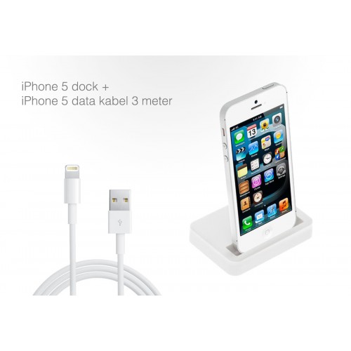 Day Dealers - iPhone 5 Dock + kabel 3 meter Day Dealers - iPhone 5 Dock + kabel 3 meter