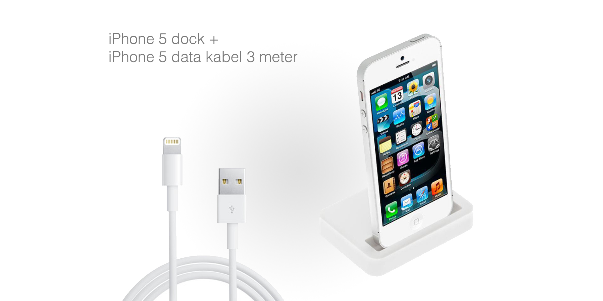 Day Dealers - iPhone 5 Docking Station + 3 meter kabel iPhone 5