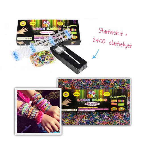 Day Dealers - Loom Bands Starters-Kit Deluxe met 600 elastiekjes + 2400 extra elastiekjes! Ook los te bestellen