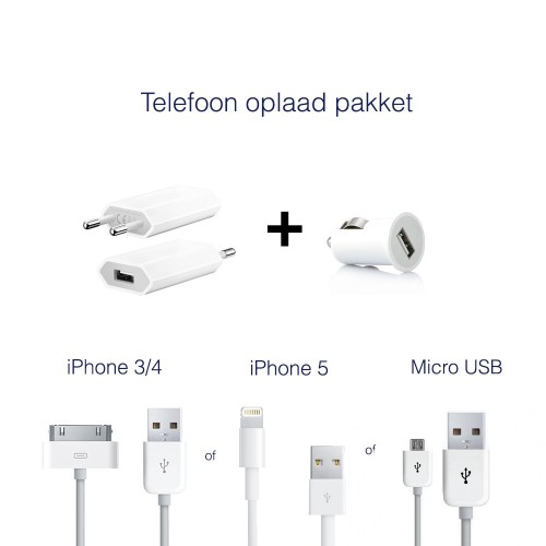 Day Dealers - Luxe telefoon oplaad pakket iPhone 4, 5/ 5S/ 5C en Micro USB