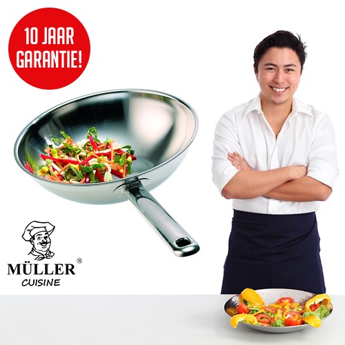 Day Dealers - Müller Cuisine Wokpan 34 cm - 10 jaar garantie! Day Dealers - Müller Cuisine Wokpan 34 cm - 10 jaar garantie!