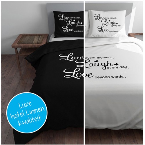 Day Dealers - Super luxe Hotel linnen kwaliteit dekbed - Live, Laugh, Love Day Dealers - Super luxe Hotel linnen kwaliteit dekbed - Live, Laugh, Love