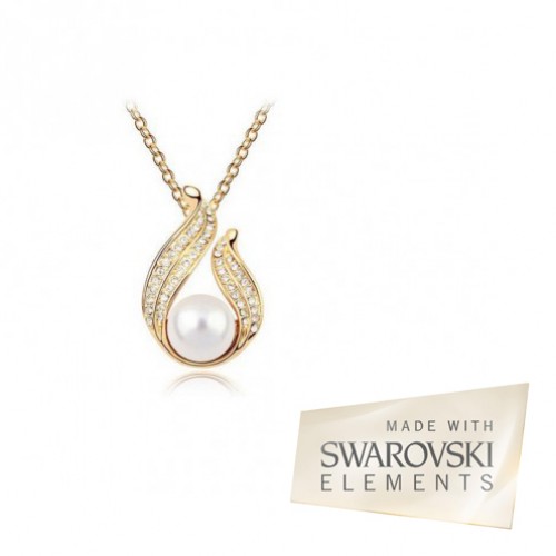 Day Dealers - Swarovski elements ketting, goud + parel Day Dealers - Swarovski elements ketting, goud + parel