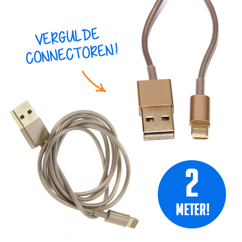 Deal Chimp - Lightning 2 meter kabel verguld! Deal Chimp - Lightning 2 meter kabel verguld!