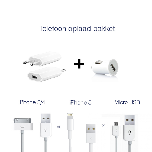 Deal Chimp - Luxe telefoon oplaad pakket iPhone 4, 5 en Micro USB