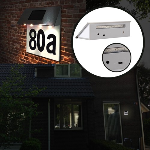 Deal Chimp - RVS zonne-energie huisnummer verlichting, LED