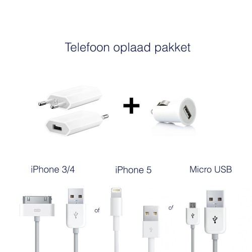 Deal Chimp - Telefoon oplaad pakket iPhone 4, 5, Micro USB Deal Chimp - Telefoon oplaad pakket iPhone 4, 5, Micro USB