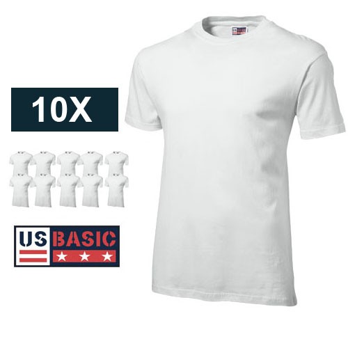 Deal Digger - 10 X Witte Ronde Hals T-shirts Van Us Basic: