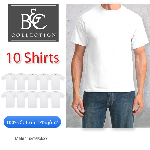 Deal Digger - 10 X Witte Shirts Van Het Merk B&c: Deal Digger - 10 X Witte Shirts Van Het Merk B&c: