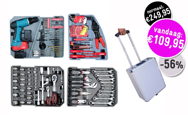 Deal Digger - 145-Delige Gereedschaptrolley En 18V Accuboormachine Deal Digger - 145-Delige Gereedschaptrolley En 18V Accuboormachine