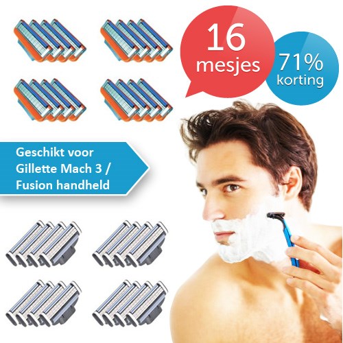 Deal Digger - 16 X Scheermesjes Geschikt Voor Fusion Handheld Of Gillette Mach 3.