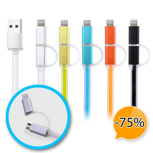 Deal Digger - 2 In 1 Usb Kabel Met Lightning En Micro Usb