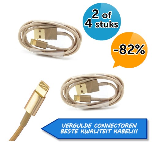 Deal Digger - 2 Of 4 X 2 Meter Kabel Iphone 5/ 5S/ 5C (Verguld!)