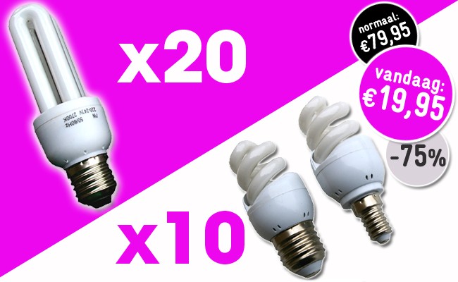 Deal Digger - 20 Normale Spaarlampen / 10 Spiral Spaarlampen Deal Digger - 20 Normale Spaarlampen / 10 Spiral Spaarlampen