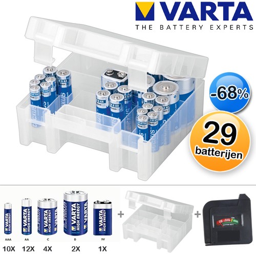 Deal Digger - 29 X Varta Batterijen + Box + Tester