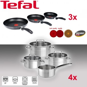 Deal Digger - 3 X Tefal One Koekenpannen / 4 X Tefal Rvs Kookpannen: