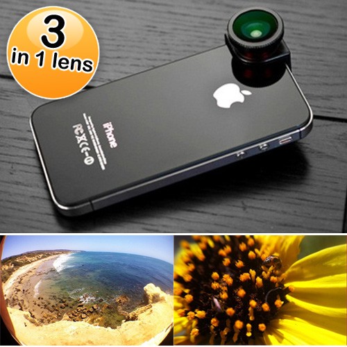 Deal Digger - 3-In-1 Lens Voor De Camera Van Iphone 4, 4S Of 5 Deal Digger - 3-In-1 Lens Voor De Camera Van Iphone 4, 4S Of 5