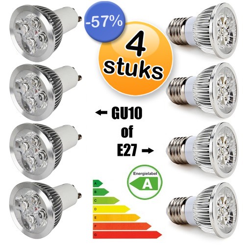 Deal Digger - 4X Dimbare Led Spots (Gu10 Of E27)