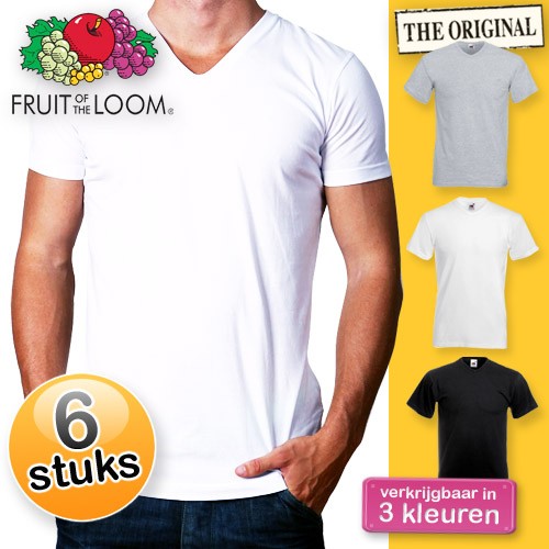 Deal Digger - 6 X Fruit Of The Loom V-neck T-shirts