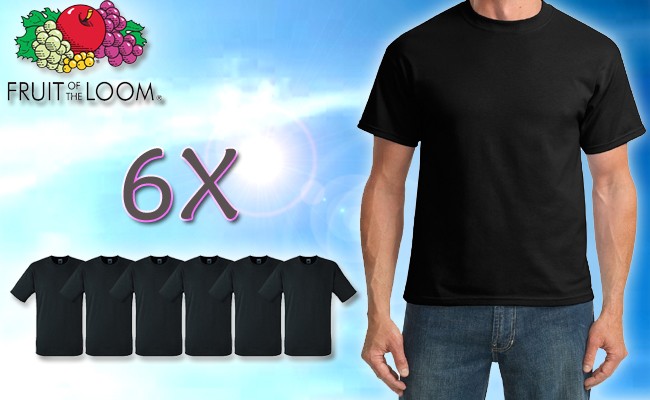 Deal Digger - 6 X Zwarte Fruit Of The Loom T-shirts Voor € 19,95