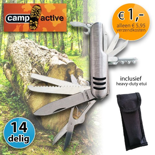 Deal Digger - Euroknaller - 14 Delig Campactive Zakmes Incl. Heavy -Duty Etui