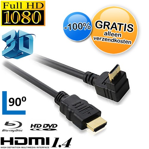 Deal Digger - Gratis 2M Goldplated Hdmi Kabel V1.4 - 90 Graden Deal Digger - Gratis 2M Goldplated Hdmi Kabel V1.4 - 90 Graden