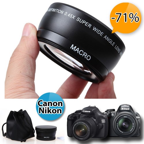 Deal Digger - Groothoek- En Macrolens Voor O. A. Canon En Nikon Camera’s Met 52 En 58 Mm Schroefdraadverbinding