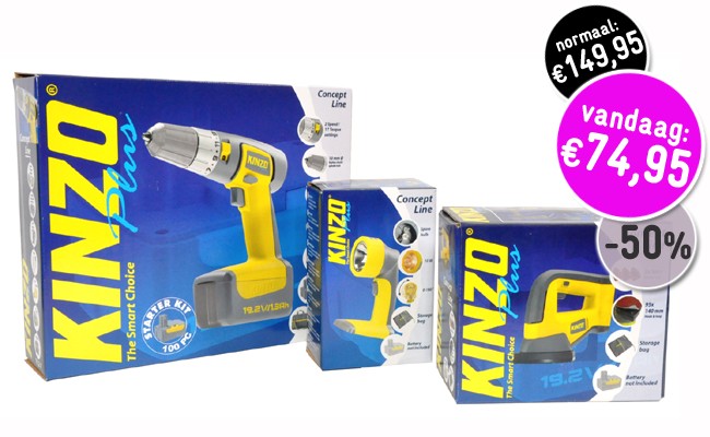 Deal Digger - Kinzo Pakket: Lamp, Schuurmachine, Boormachine Deal Digger - Kinzo Pakket: Lamp, Schuurmachine, Boormachine