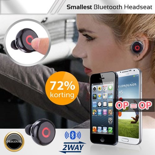 Deal Digger - Kleinste Bluetooth 3.0 In-Ear Oortelefoon Met Microfoon