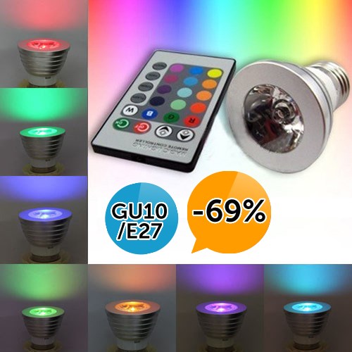 Deal Digger - Led Rgb Lamp Gu10 Of E27 Met Remote