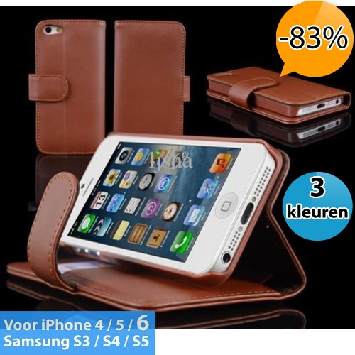 Deal Digger - Pu Lederen Smartphone Wallet Voor Iphone 4(S)/ 5(S) 6(Plus) Of Samsung S3 / S4 /S5