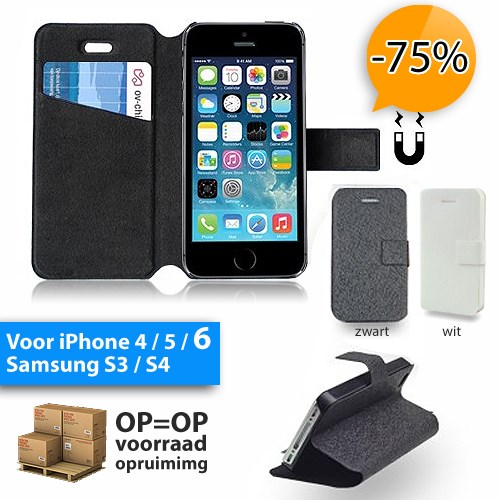 Deal Digger - Super Dunne Bookstyle Flipcase Voor Iphone 4, 5 Of 6 En Samsung S3 Of S4