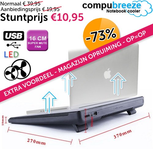 Deal Digger - Super Stille Notebook Koeler (Usb En Led)