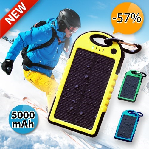 Deal Digger - Waterdichte Solar Charge Powerbank 5000Mah