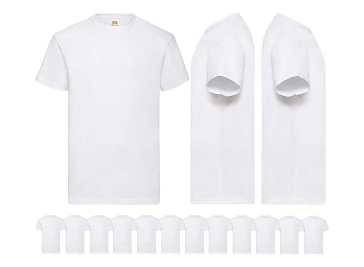 Deal Donkey - 12 Witte Fruit Of The Loom Heren T-Shirts - Ronde Hals Deal Donkey - 12 Witte Fruit Of The Loom Heren T-Shirts - Ronde Hals