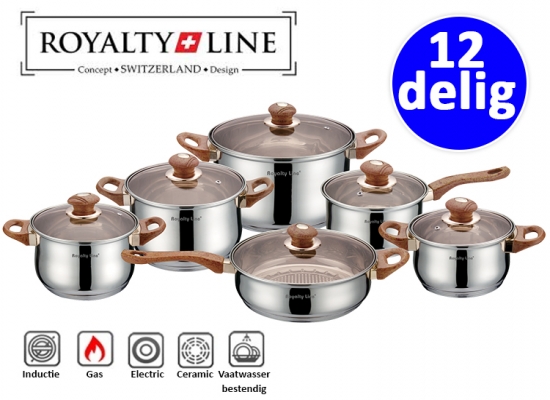 Deal Donkey - 12-Delige Luxe Royalty Line Switzerland Pannenset Deal Donkey - 12-Delige Luxe Royalty Line Switzerland Pannenset