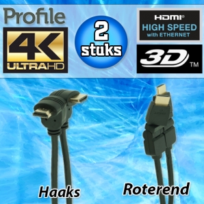 Deal Donkey - 2 Profile Hdmi Kabels Met Haakse Of Roterende Aansluiting Deal Donkey - 2 Profile Hdmi Kabels Met Haakse Of Roterende Aansluiting