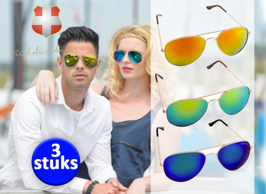 Deal Donkey - 3 Bilderberg Aviator Zonnebrillen - Keuze Uit Twee Sets