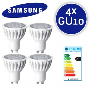 Deal Donkey - 4X Samsung Gu10 Warm White Led Spots (2700K, 230V, 4.6W)