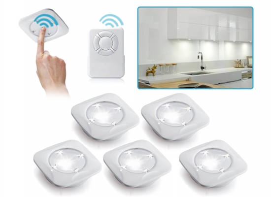 Deal Donkey - 5 Draadloze Led Spots Met Afstandsbediening En Touch Deal Donkey - 5 Draadloze Led Spots Met Afstandsbediening En Touch
