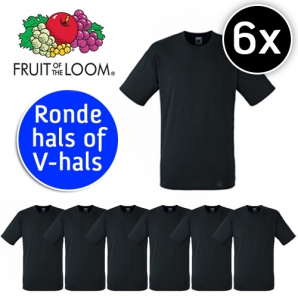Deal Donkey - 6 Zwarte T-shirts Van Fruit Of The Loom Ronde Of V-hals Deal Donkey - 6 Zwarte T-shirts Van Fruit Of The Loom Ronde Of V-hals