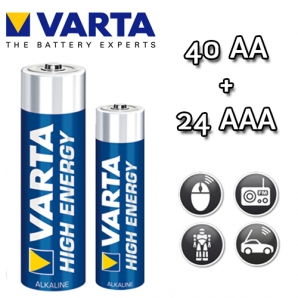 Deal Donkey - 64 Varta High Energy Alkaline Batterijen (40 Aa + 24 Aaa) Deal Donkey - 64 Varta High Energy Alkaline Batterijen (40 Aa + 24 Aaa)