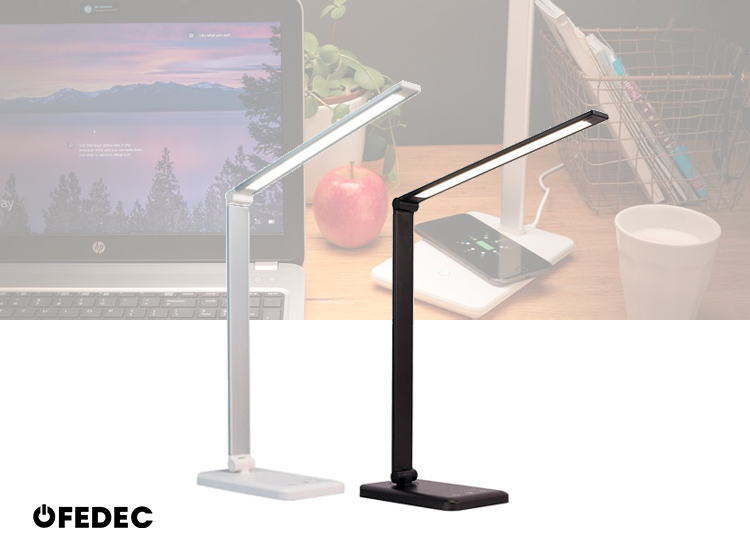 Deal Donkey - Fedec Bureaulamp - Led - Met 5 Dimstanden - Draadloze Oplader - Wit Of Zwart Deal Donkey - Fedec Bureaulamp - Led - Met 5 Dimstanden - Draadloze Oplader - Wit Of Zwart