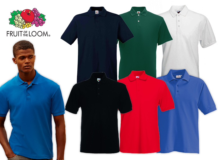 Deal Donkey - Fruit Of The Loom Heren Polo - 6 Kleuren Beschikbaar