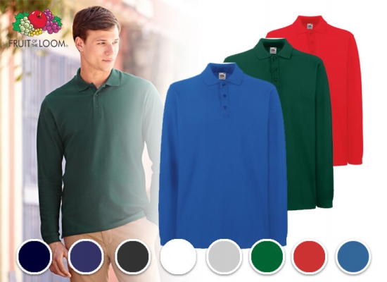 Deal Donkey - Fruit Of The Loom - Herenpolo's Met Lange Mouwen - Maat S T/M Xxl In 8 Kleuren Deal Donkey - Fruit Of The Loom - Herenpolo's Met Lange Mouwen - Maat S T/M Xxl In 8 Kleuren