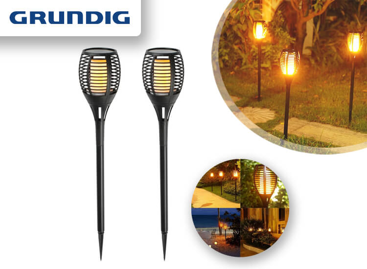 Deal Donkey - Grundig Solar Led Tuinlampen Met Vuursimulatie - 2 Stuks