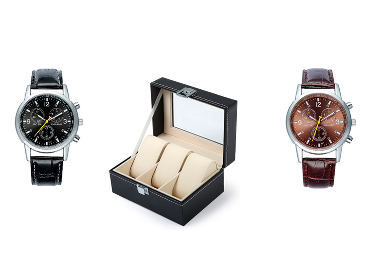 Deal Donkey - Luxe Horlogebox Voor Drie Horloges + 2 Gratis Horloges
